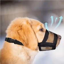 Dog Muzzle Large Dogs Air Mesh Adjustable No Bark Bite Chew Prevent L