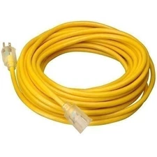 35 FT 14 Gauge Indoor Outdoor Heavy Duty Power Extension Cord Yellow UL w/ Light