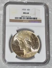 1923 P PEACE 90% SILVER $1 DOLLAR NGC CERTIFIED MS 64 MS64 PHILADELPHIA US MINT