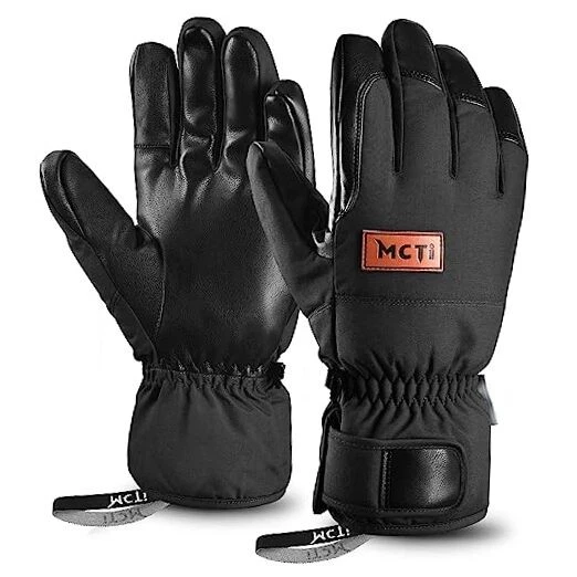 Ski Gloves Men's Waterproof Insulated Snow Gloves Lightweight Warm Large Black