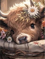 Cow Diamond Art Kits for Adults, Highland Frameless, Cow01