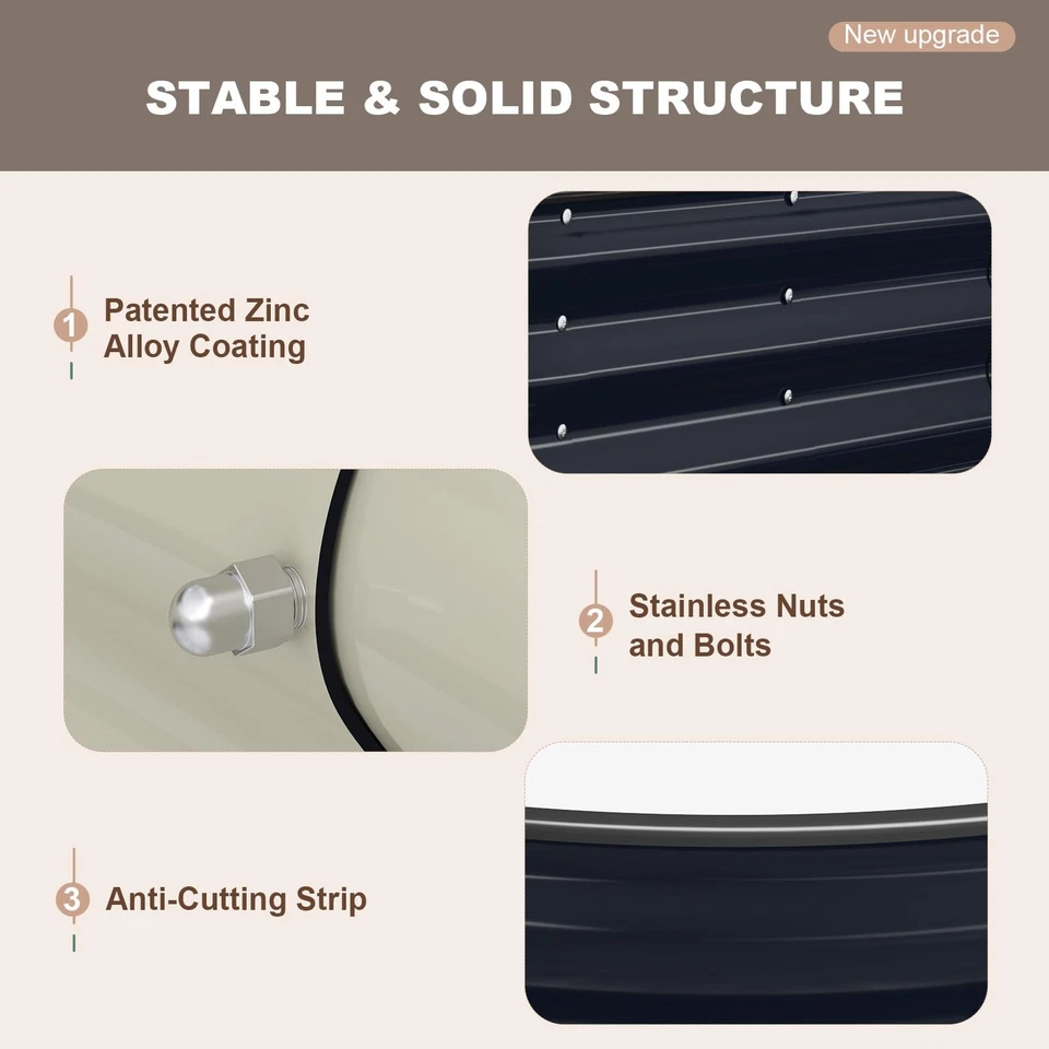 Cama de jardín elevada, jardineras galvanizadas al aire libre de 6x3x1 pies con bordes de seguridad... Foto 3 de 4