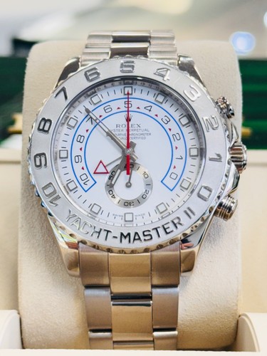 Rolex Yacht-Master II 116689 18k White Gold Oyster Bracelet Platinum Bezel Watch