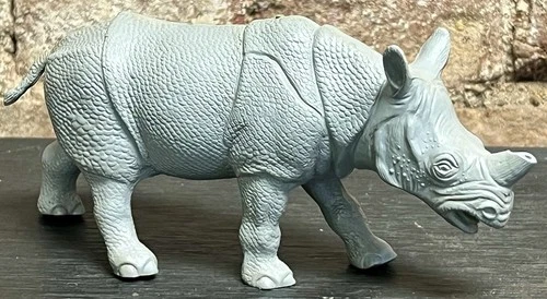 Rare HTF Marx 1950's WILD ANIMALS Zoo Jungle Playset 7" Rhino Animal Figure