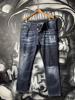 DSQUARED2 Italian Blue Denim Slim Fit Distressed Jeans Men s Size 54