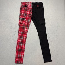 Hot Topic Tripp NYC Punk Grunge Red Black Plaid Stinger Pants 28x30