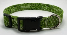 Bandanna Lt Green Dog Collar Adjustable Handmade Custom Designer
