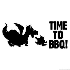 Time to BBQ Dragon - Decal Sticker - Multiple Colors  Sizes - ebn6400