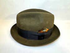 VINTAGE BROWN SAXSON FEDORA HAT SIZE 7 FEATHER
