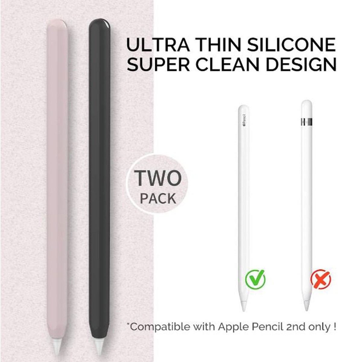 2x For Apple Pencil 2nd Gen Silicone Grip Case Sleeve Soft Cover Holder  iPad Pen