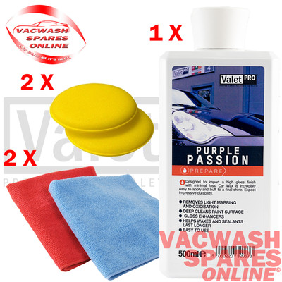 VALETPRO PURPLE PASSION KIT PRE-WAX CLEANSER 500ML REMOVE MARRING & OXIDISATION 