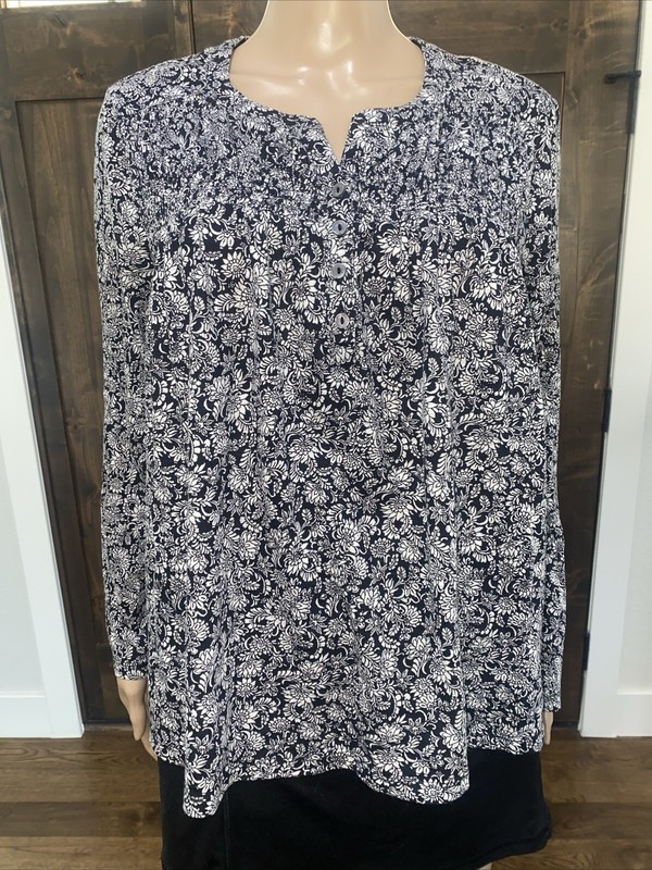 Style & Co Size PL   Women's Long Sleeve Floral Tunic Blouse- 007