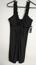 Women's Carol Little Black Cocktail Dress Ruffled V Neck Sleeveless Size 12 NWT