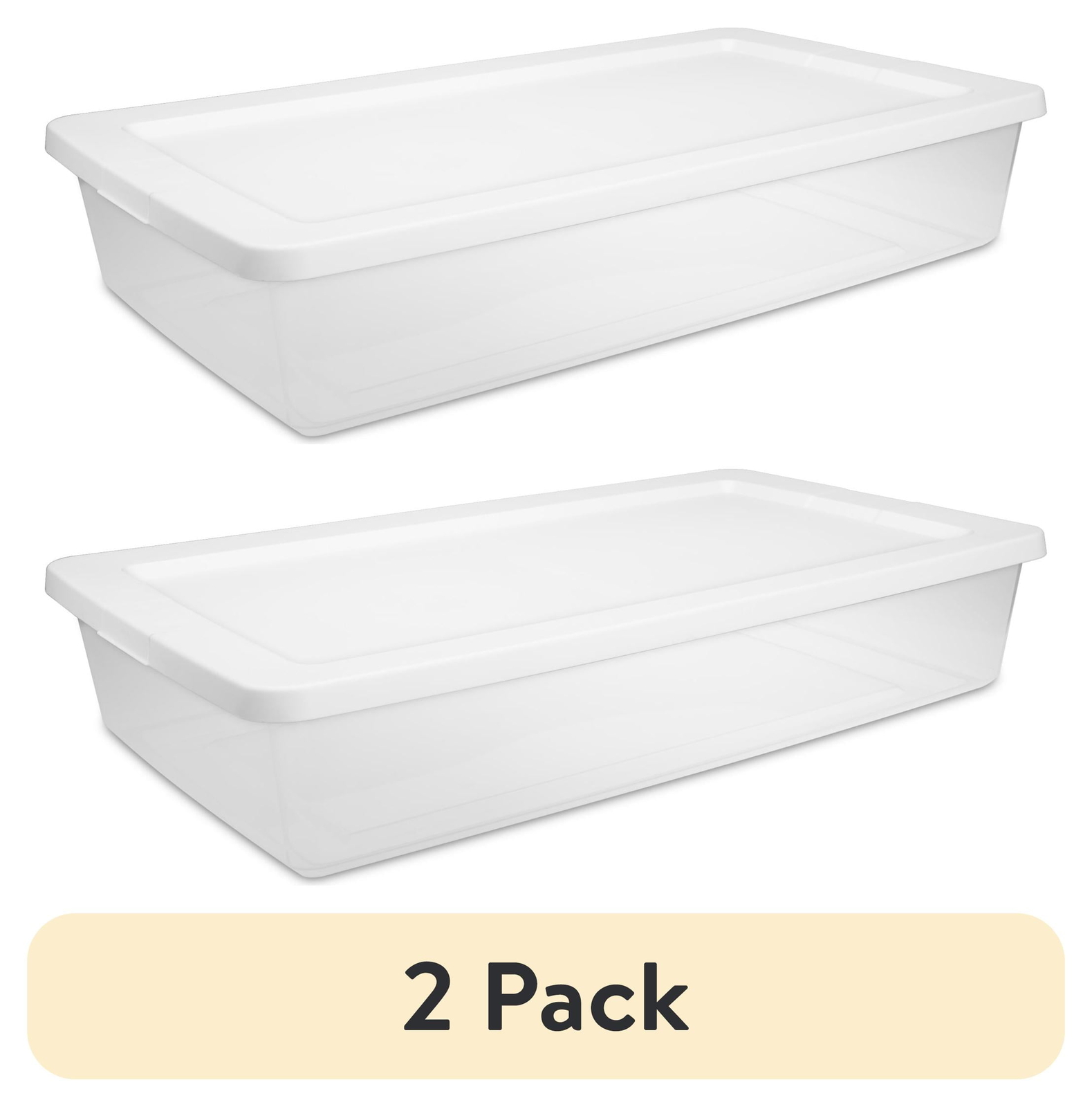 2-Pack 41 Quart Clear Plastic Storage Bins with Snap-On Lids