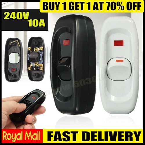 UK 240V 10A Inline ON/OFF Button Table Lamps Desk Light Cord Cable ...