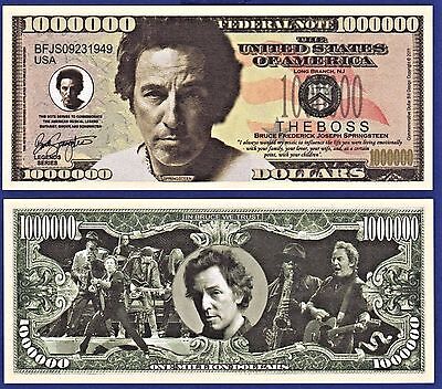 Bruce Springsteen Million Dollar Bill Fake Funny Money Novelty Note FREE SLEEVE
