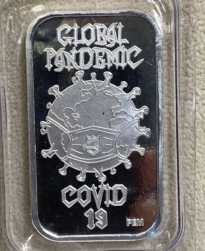 Medalla Silverbug .999 Plata Fina Prueba 1 Oz Stop The Spread Pandemia Global Rara - Imagen 5 de 9