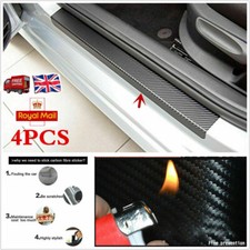 4Pcs Carbon Fibre 3D Car Door Sill Scuff Protector Plate Sticker Cover Tool UK