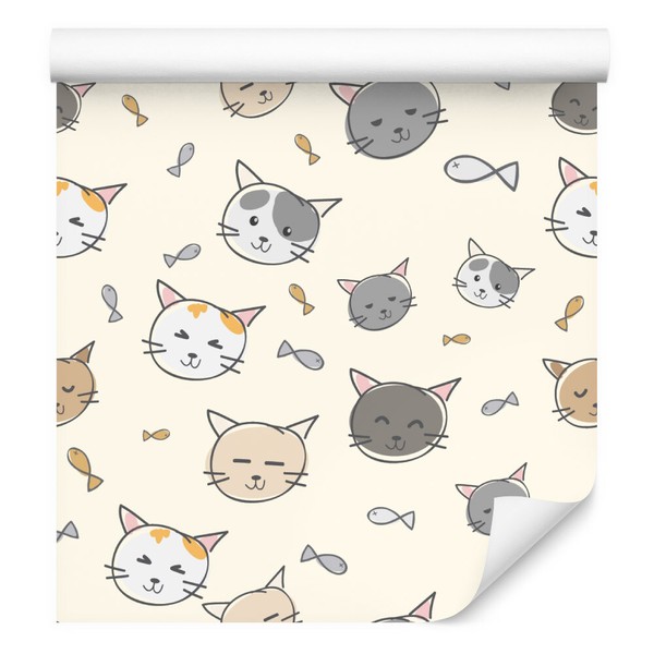 10M Vlies Tapeten Rollen Kinderzimmer FröHliche Katzen Fische Kugeln Xxl 1695-image