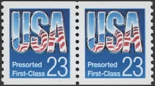1992 US Scott #2606, 23c USA Presorted First Class Coil Pair MNH