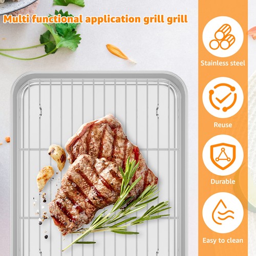 4Pcs Baking Sheet with Rack with 2 Baking Trays 2 Racks with Oil Brush ...