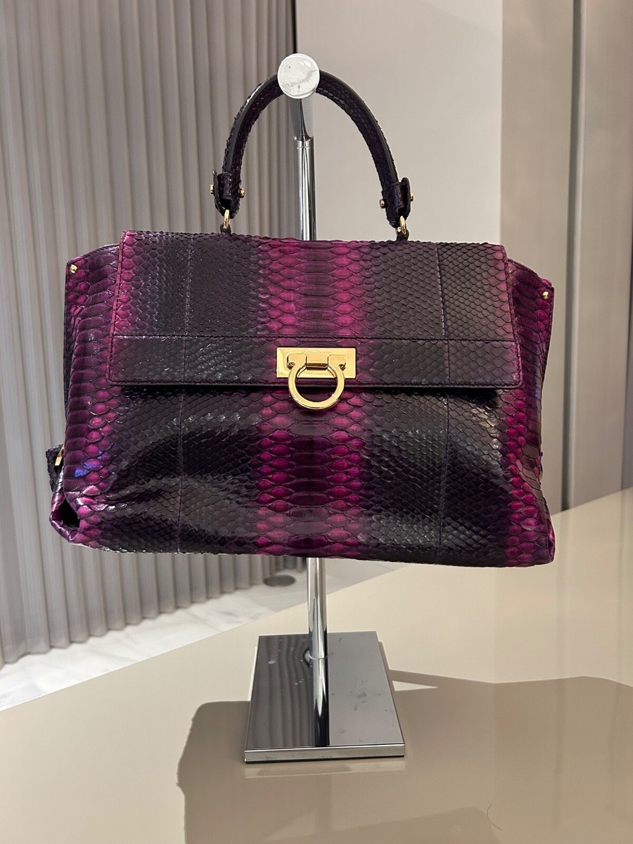 Salvatore Ferragamo Sofia Satchel Python Snake Skin Bag. | eBay