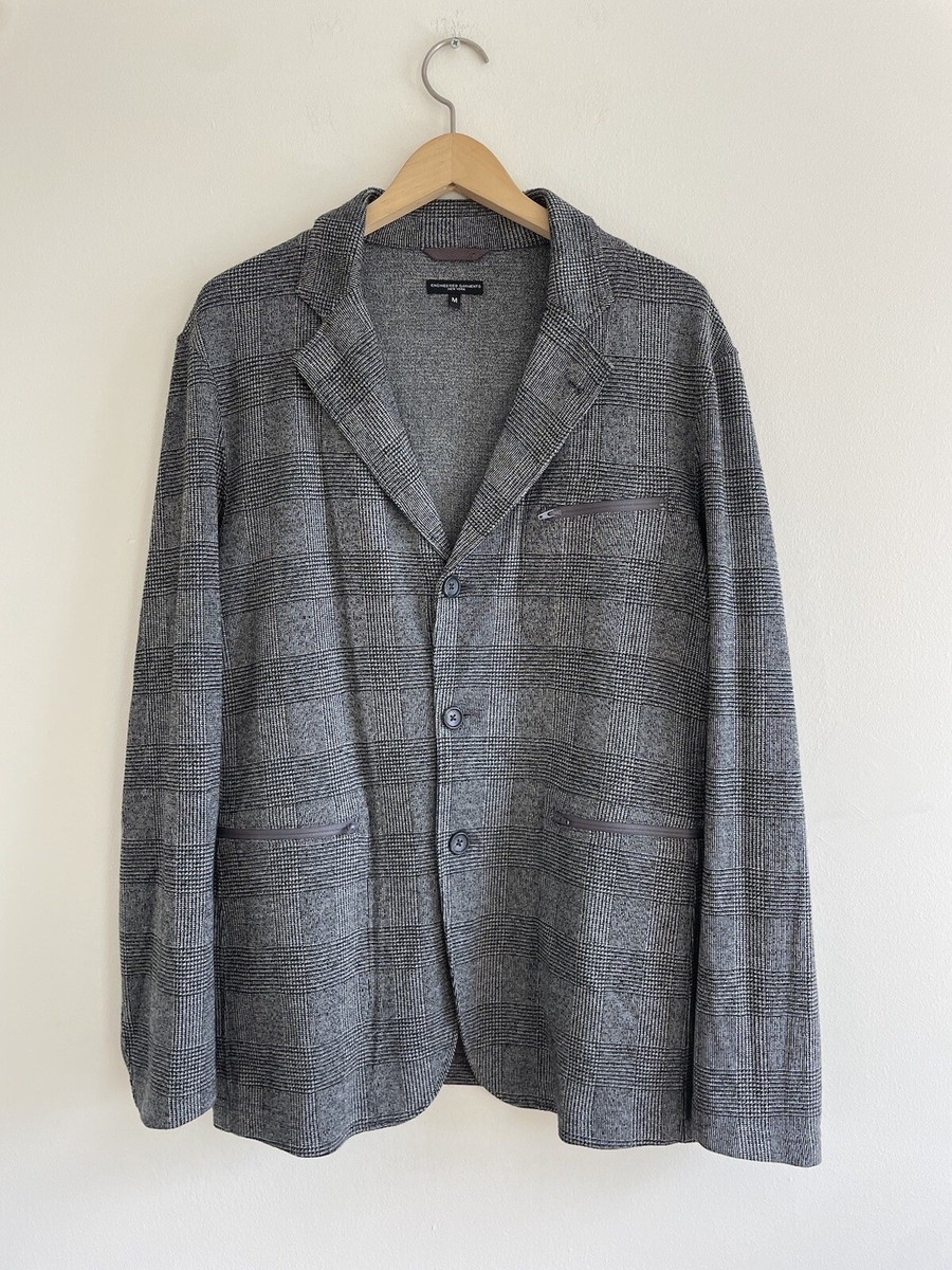 Engineered Garments Leisure PC Knit Jacket Grey Glen Plaid Size M 