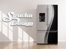 Wavy Silver Black Geometric Luxury Fridge Freezer Wrap Side Door Vinyl Decal