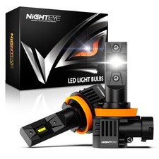 NIGHTEYE H11 H9 H8 LED Headlight Bulbs 22000LM 6500K Cold White Hi Low Beam 2PCS