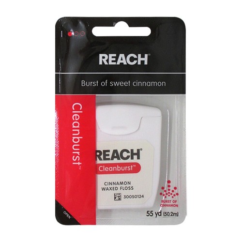 Hilo dental J&J Reach Cleanburst - Sabor a canela audaz, encerado para un deslizamiento suave, 3 piezas - Imagen 2 de 2