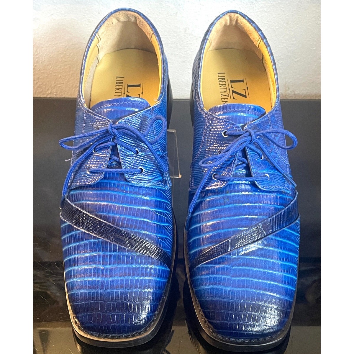 Liberty Chester Boys Oxfords Shoes NEW Blue Leather Lace Up - Main Image