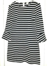 J.Crew Bell-Sleeve Striped Dress Black & White 100% Cotton Sz S