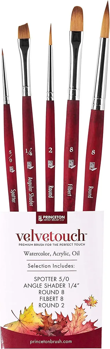 Princeton Velvetouch 3950 Series 5 Paint Brush Set - Mixed Media Brushes