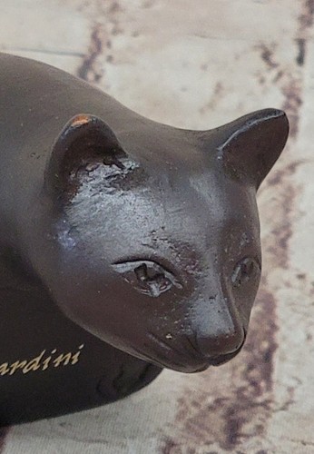 Signed Nardini Original Artwork Cat 100% Solid Bronze Sculpture Statue Figurine - Zdjęcie 7 z 10