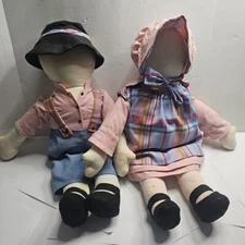 Handmade Rag Dolls Boy Girl Jack Jill Faceless Large 22" Doll 