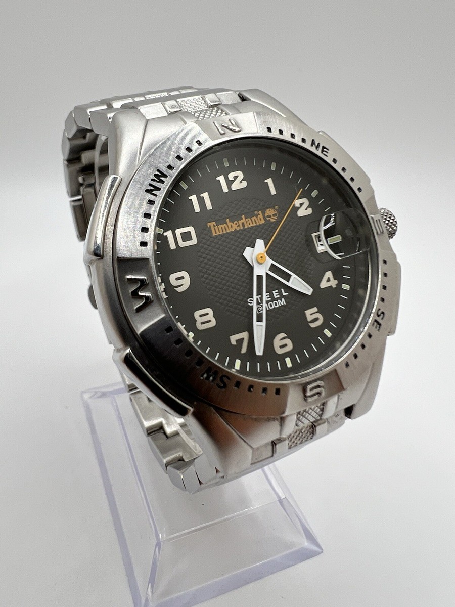 Men's Silver Steel 100m Timberland Quartz Watch Sporty Outdoors