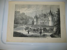 1874 Prince of Wales Chateau d'Esclimont Duke Rochefoucauld Wood Engraving PRINT
