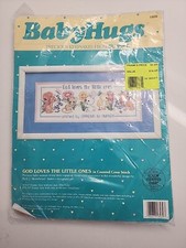 Vintage Sunset Baby Hugs God Loves the Little Ones Counted Cross Stitch Kit NEW