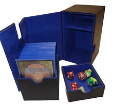 MTG Commander Deck Card Box/Magic/Pokémon/ 100+double sleeved, dice tray | Black