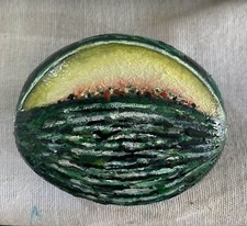 Il Melone Verde Purciddru  Di Sicilia- Sasso  Dipinto A Mano.