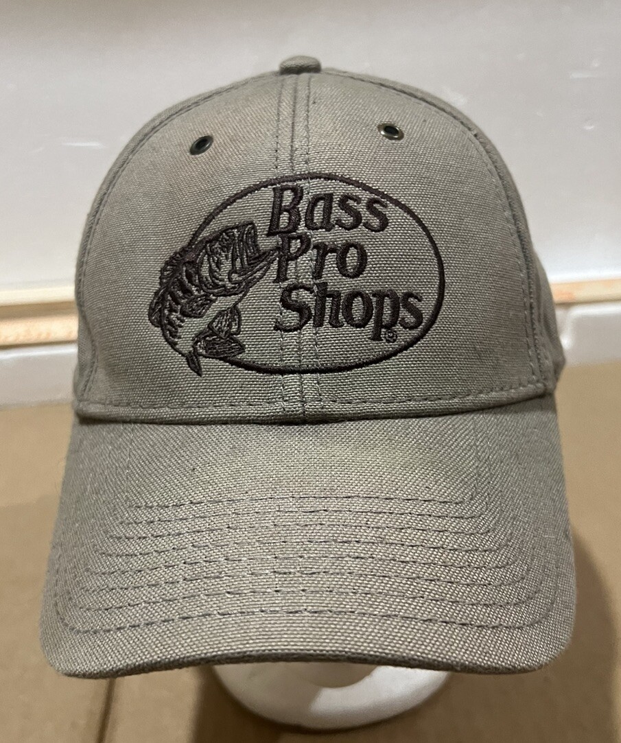 Bass Pro Shop Tan Fish Hat Embroidered Leather Adj Buckle Strap Nature EUC
