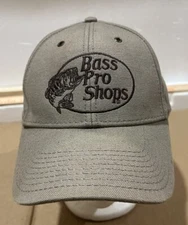Bass Pro Shop Tan Fish Hat Embroidered Leather Adj Buckle Strap Nature EUC