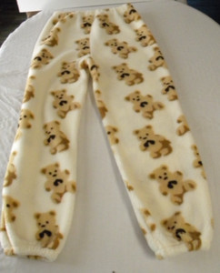 Teddy Bear Lounge Pants Adult Large Oplxuo New 100% Polyester Fleece Cream Brown