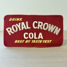 Grand écusson rouge brodé vintage Royal Crown Cola Best by Taste-Test 9,25" x 5"