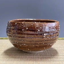 H077 : Japanese Pottery Chawan Matcha Tea Bowl Tea Ceremony Sado Vintage