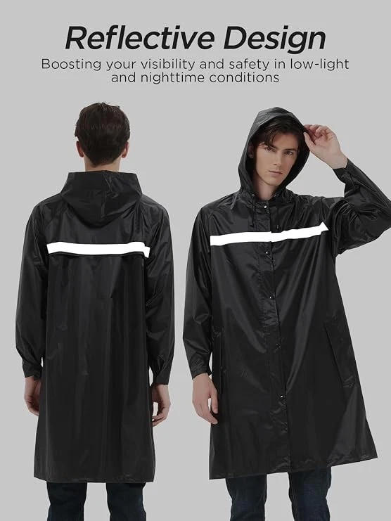 Chaqueta Para Hombre Impermeable Para Lluvia Chubasquero Con Capucha Moda Casual image 7