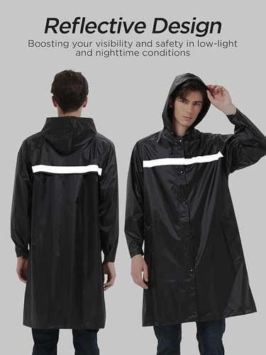 Chaqueta Para Hombre Impermeable Para Lluvia Chubasquero Con Capucha Moda Casual image 7