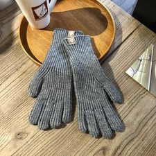 Women Winter Keep Warm Plus Cashmere Solid High Elasticity Soft Knitted Gloves C