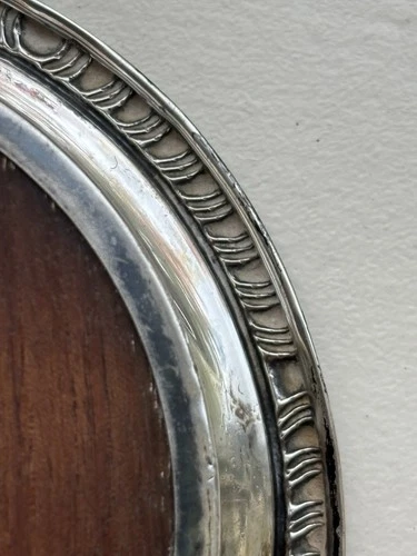 Set Of 5 Vintage Sterling Trivets With Wood Centers 925 3.70” Wide image 9
