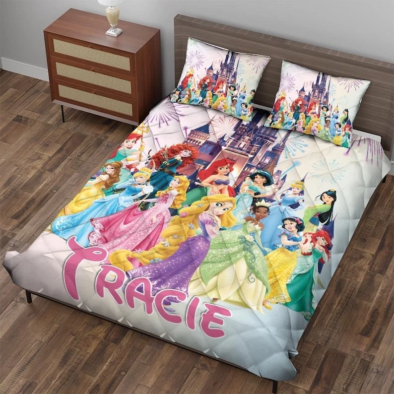Personalized Beautiful Princesses Magical Castle Gift For Her Quilt Bed Set
